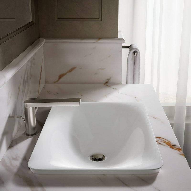 Carillon Ceramic Rectangular Drop-in Bathroom Sink, White