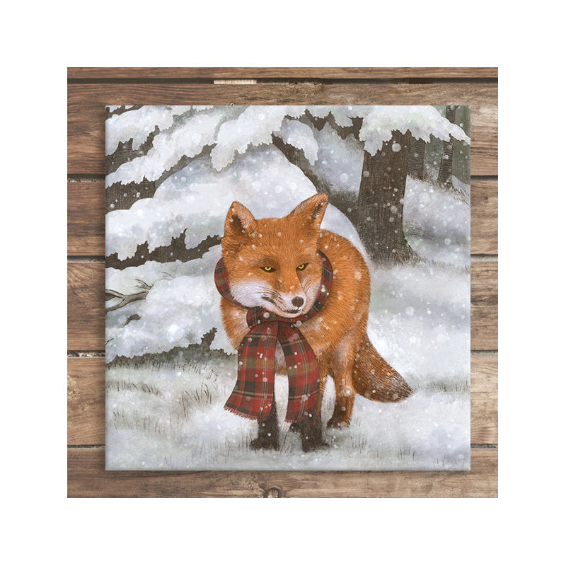 « winter fox », impression sur toile tendue, H 12 po x l 12 po x P 0,75 po