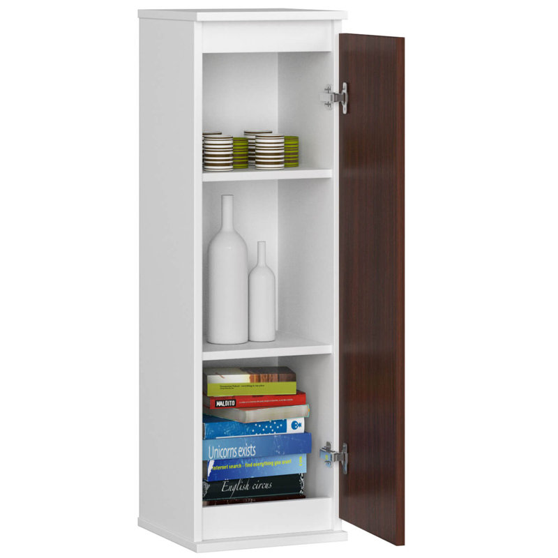 Audean 3 Piece Floating Shelf, White/Dark brown wood, 99cm H x 30cm W x 30cm D