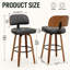 Tabourets de comptoir pivotants rembourrés en cuir de polyuréthane de style Mid-Century avec dossier courbé en bois-984185779-984185778