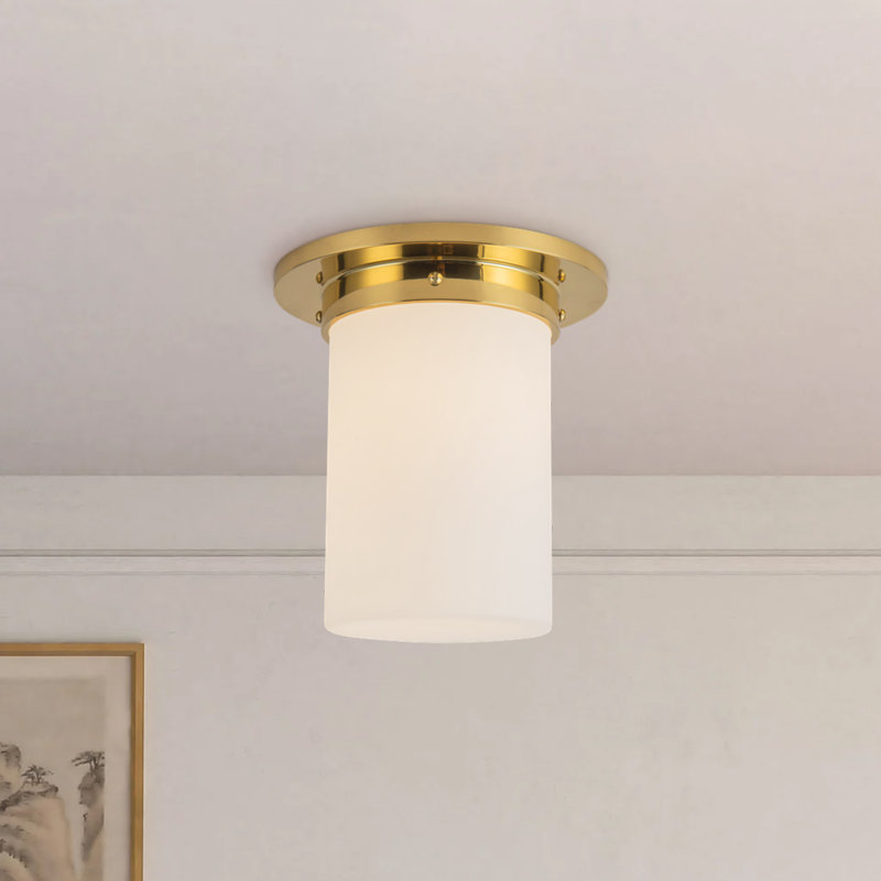 Mineral 8-in Brass Flush Mount, Opal Glass, Brass