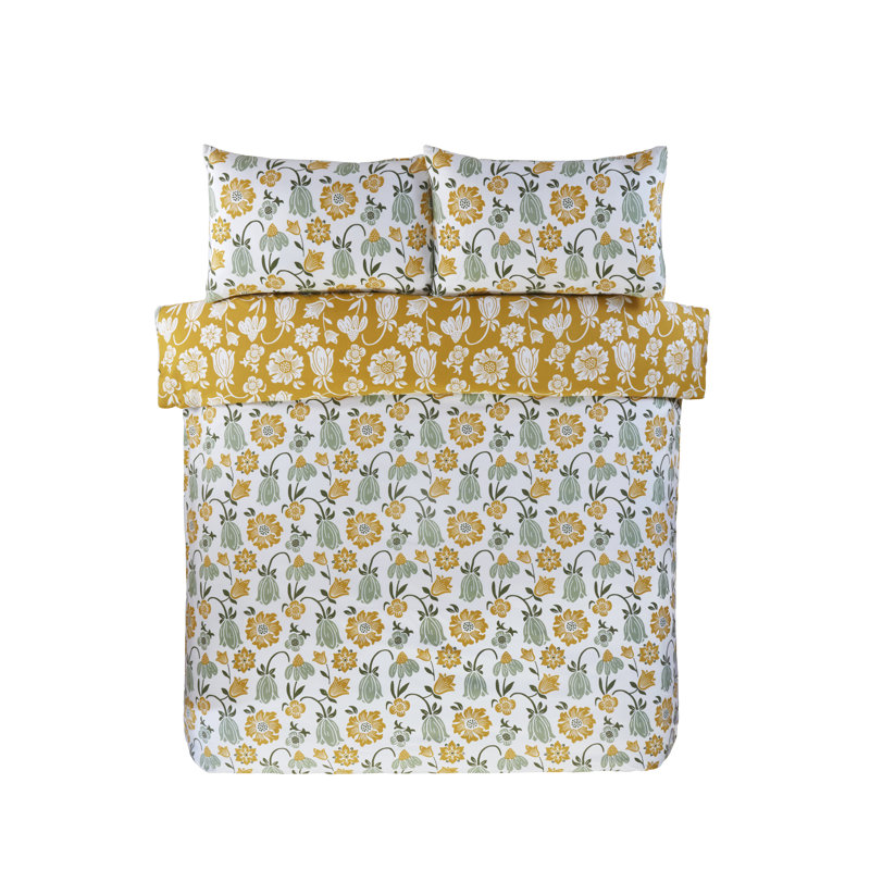 VICTORIAN BLOOM Polyester Floral Duvet Cover Set with Pillowcases Included, 3, Double, Green