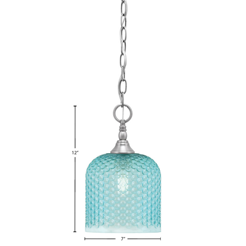 Mini-luminaire suspendu en chaîne avec verre, Nickel brossé