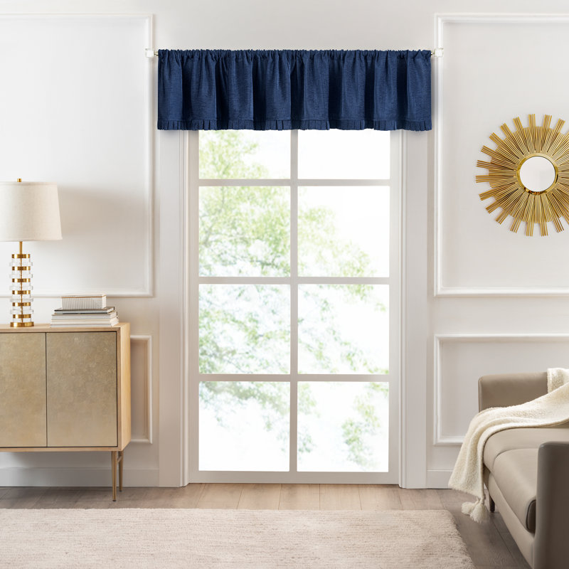 Navy Chenille Rod Pocket Window Valance, 52x14