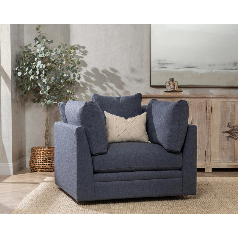 Audrey Swivel Armchair, Dawn Flax Performance Upholstery