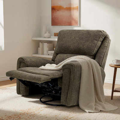 26.4" Seat Width Oversized Swivel Rocker Power Recliner Chair, Fabric