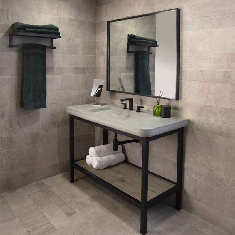 Flou Widespread Bathroom Faucet with Drain Assembly, Matte Black