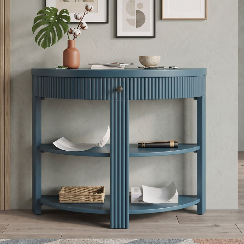 Console avec tiroir et deux tablettes, Marine