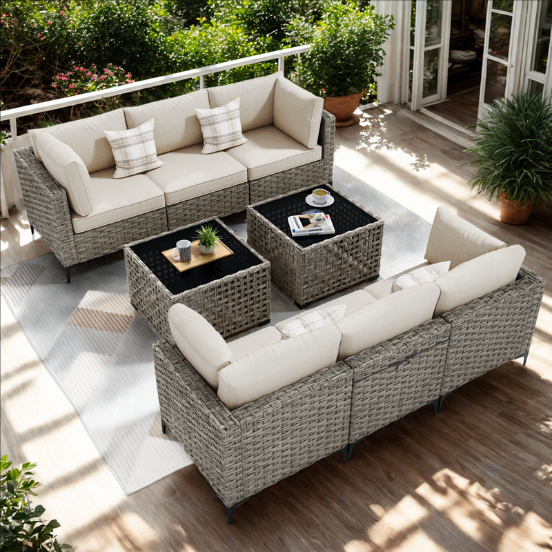 6 - Person Outdoor Seating Group With Cushions, Beige