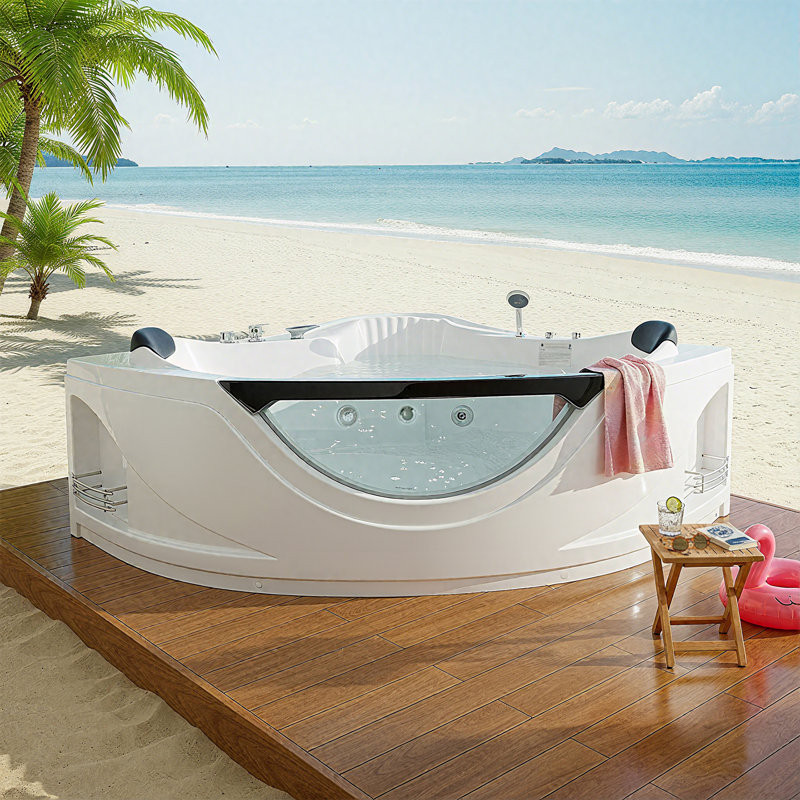 Baignoire de massage à double angle 59 "avec 6 jets de spa et 6 jets d'hydrothérapie.
