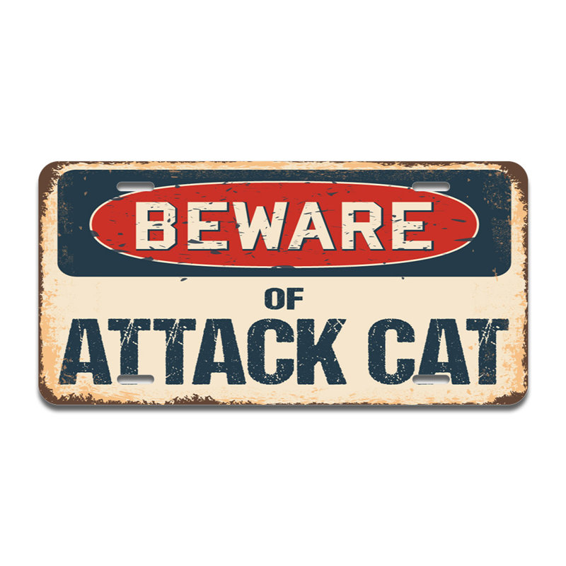 Cadre en aluminium «Beware of Attack Cat»