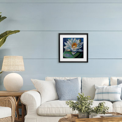 «Peaceful Lotus Flower», reproduction sous verre encadrée, design par Violeta Vollmer
