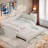 Upholstered Daybed With Trundle, Three Drawers And Vertical Striped Design-823931363-823931356