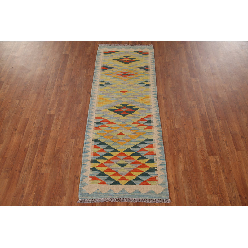 Reversible Wool Kilim Runner Rug 2x7
