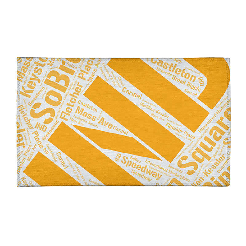 Tapis de zone orange à tissage plat poils longs, Rectangle 3 pi x 5 pi