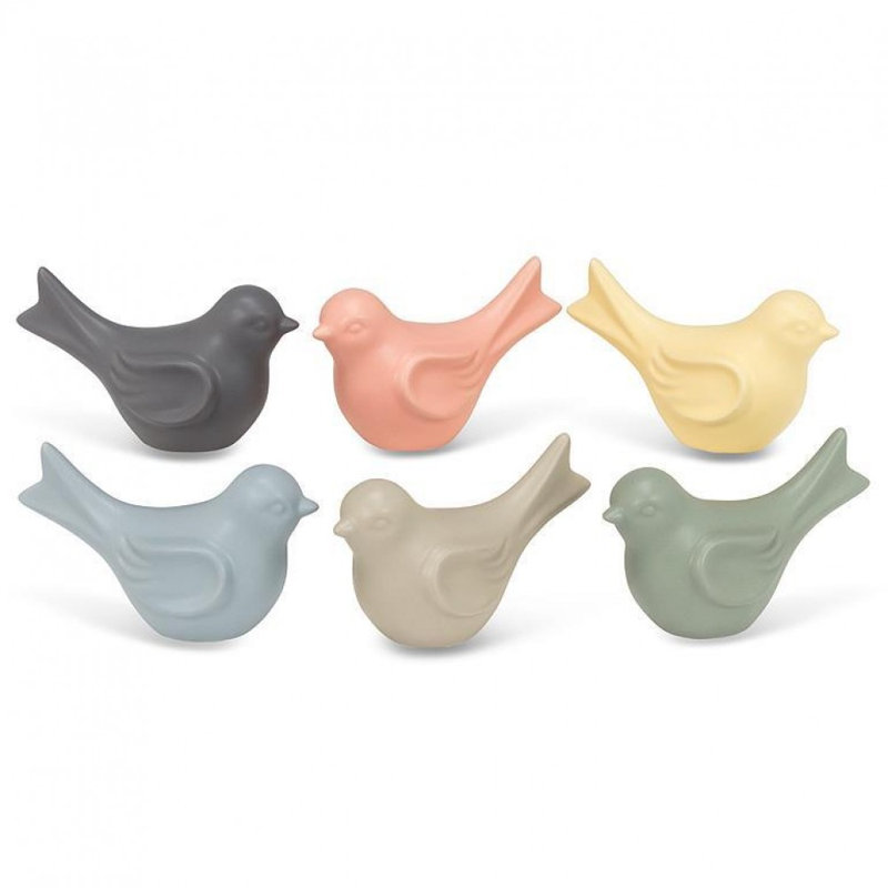Ensemble de 6 figurines de petit oiseau aux couleurs assorties