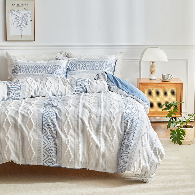 3-Piece Microfiber Tufted Chenille Duvet Cover Set