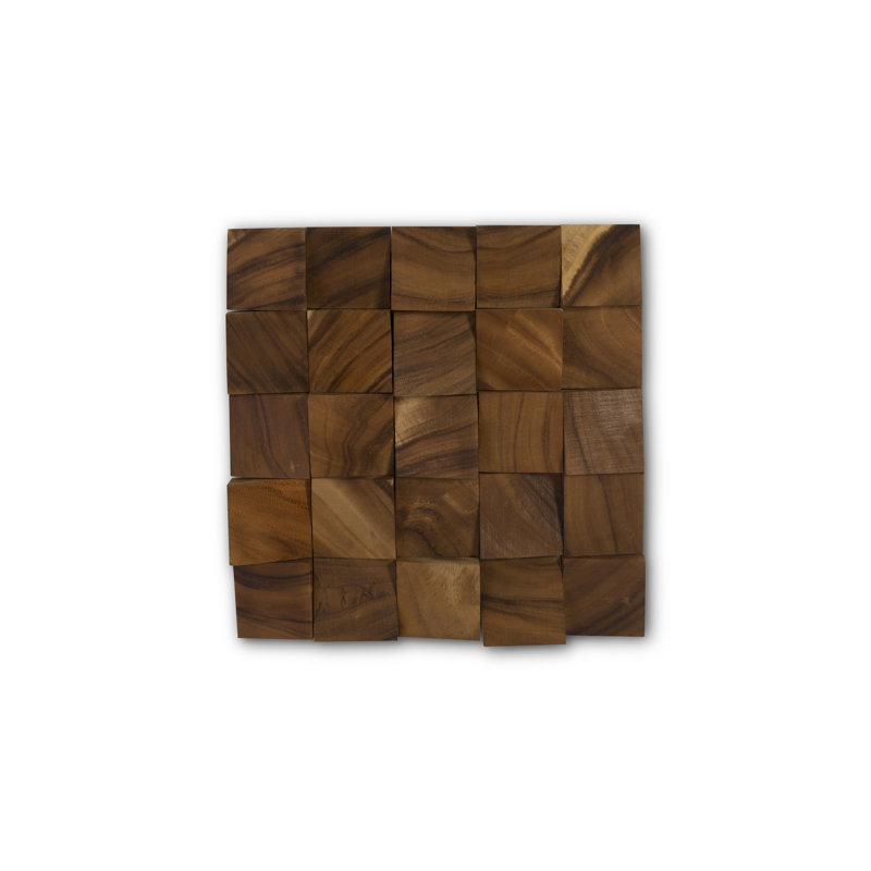 Chamcha Wood Mosaic Wall Art in Natural Brown