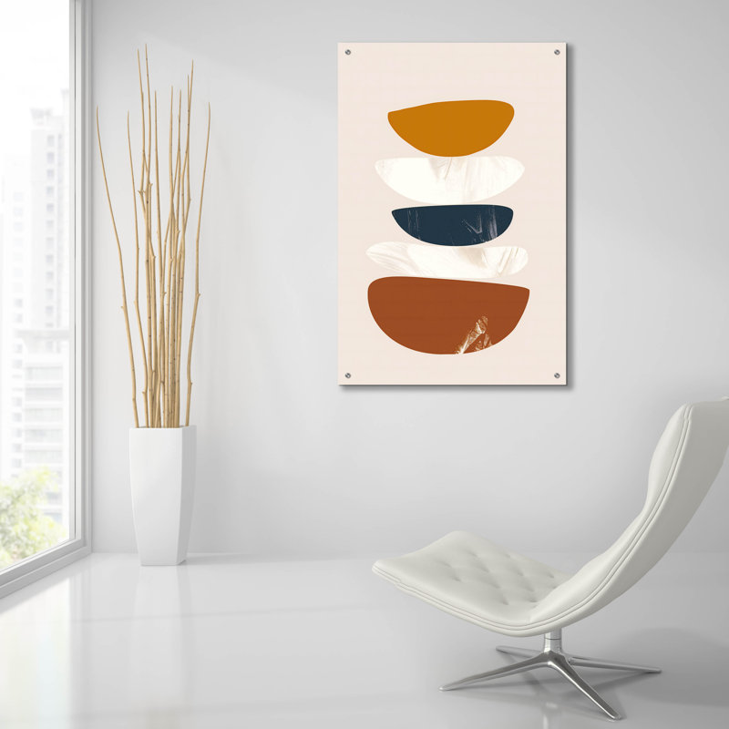 Art mural en verre Latitude Run® «Abstract Minimalist Shapes No 1» par Andreas Magnusson, H 36 po x l 24 po x P 0,2 po