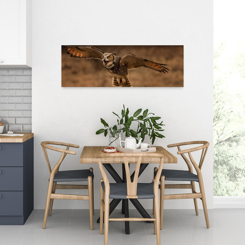 Majestic Owl in Flight 1 Piece Wrapped Canvas Panoramic Wall Art, 30.48 cm H x 91.44 cm W
