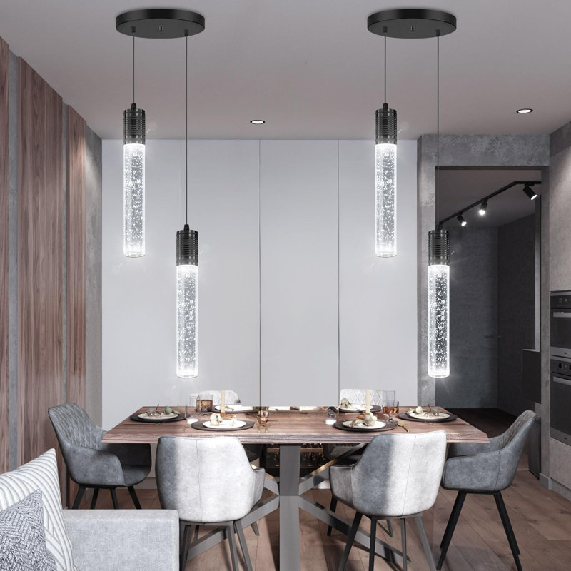 Luminaire suspendu en cristal 2 lumières DEL, Noir mat
