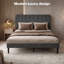 Double Bed Frame with Adjustable Headboard Velvet Upholstered-31900064