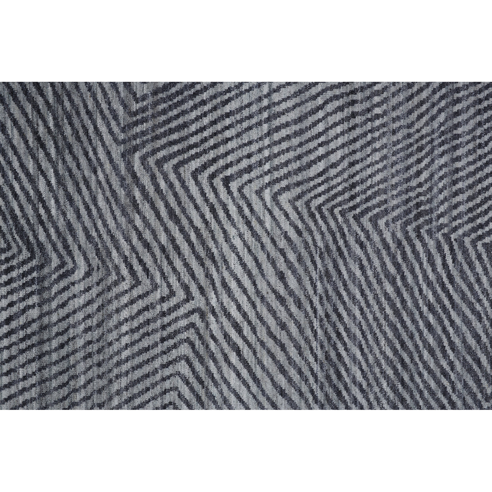 Ethos Gray Hand-Knotted Striped Wool Rug, Rectangle 2' x 3'