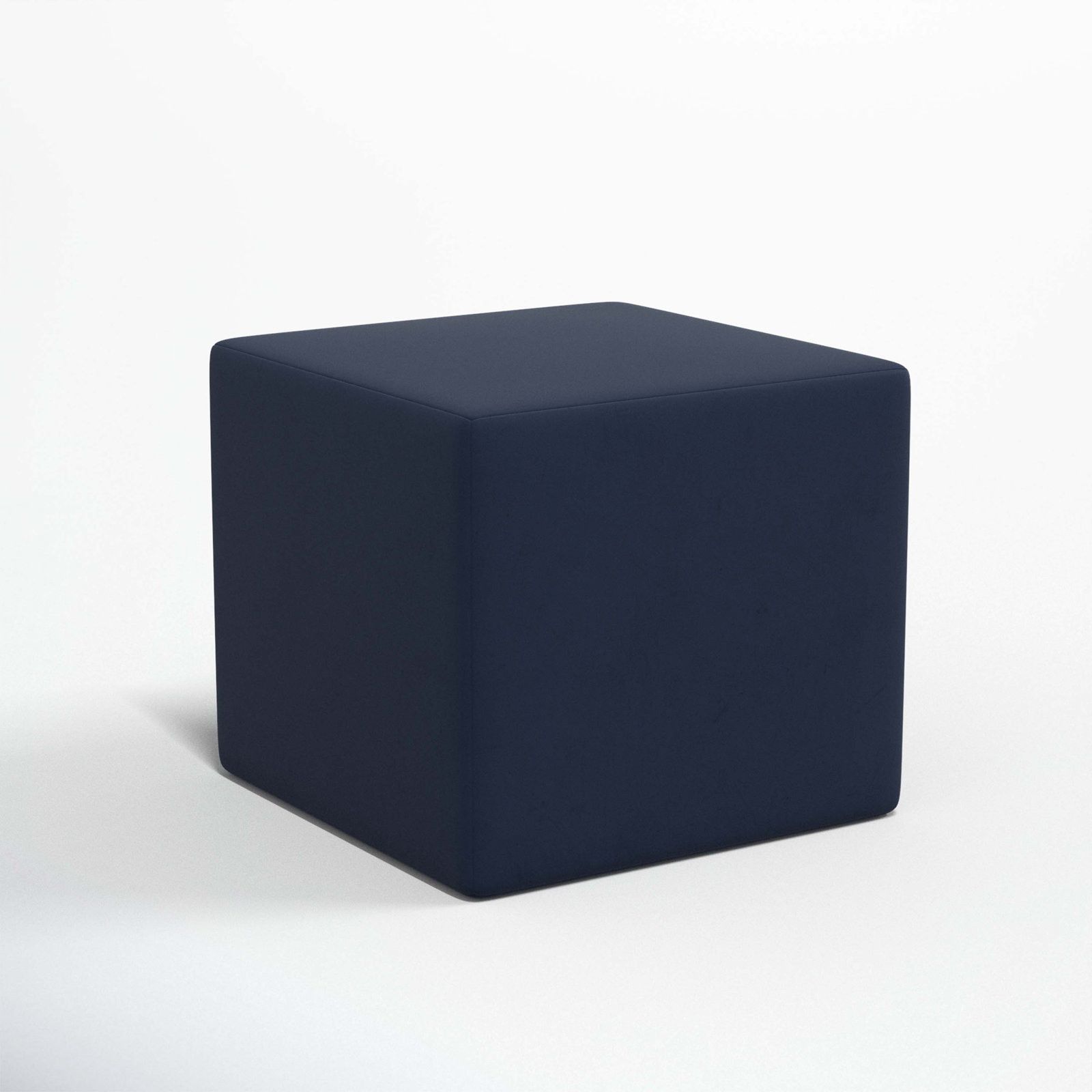 21" Linen Upholstered Ottoman, Classic Ink Performance Velvet