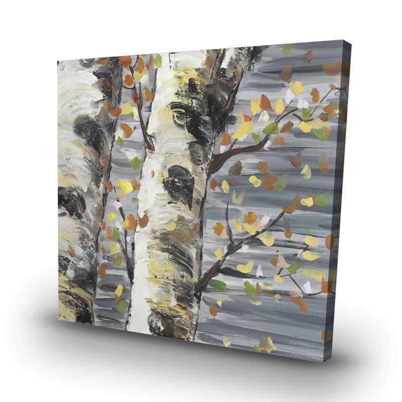 Budding birches - 32"x32" art on canvas