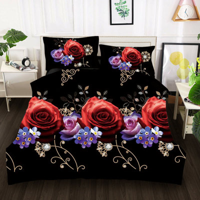 Chism Microfiber Floral Duvet Cover Set with Pillowcases Included