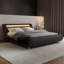 Charlesten Vegan Leather Platform LED Lights Bed with Wooden Slats and Adjustable Headboard, RGB Lighting & Music Sync, No Box Spring Needed-1316650630-1316650651