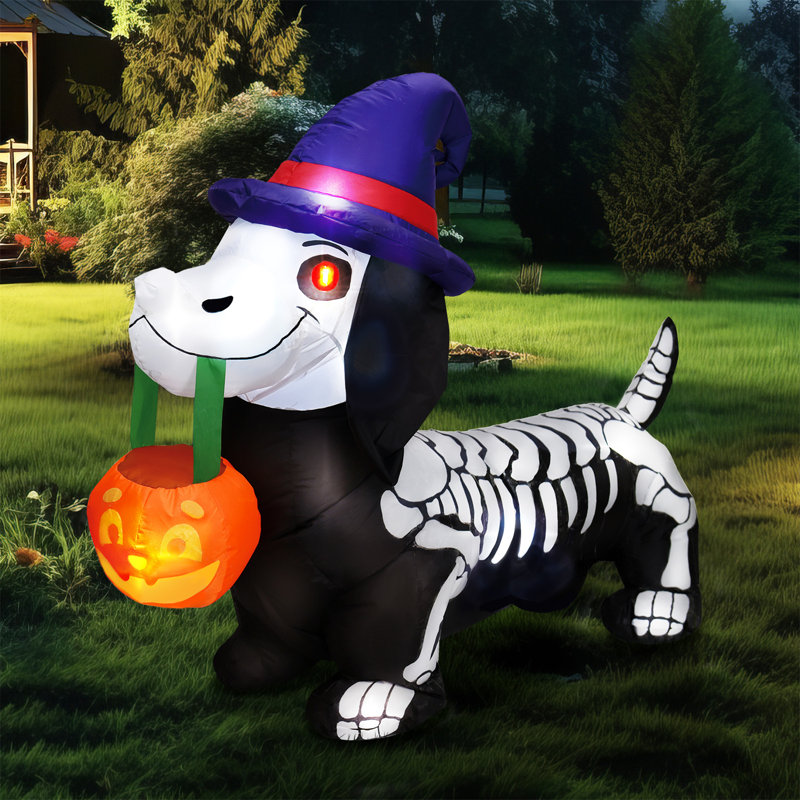 5ft Long Halloween Inflatables Skeleton Dog