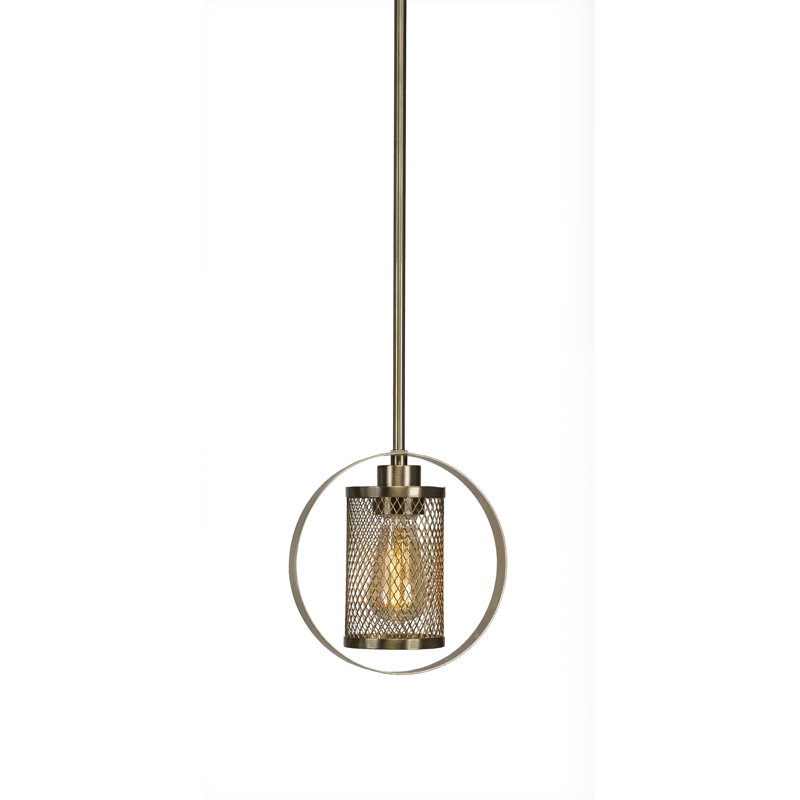 Deshotel Infinity 1 Light Pendant Shown With Clear Antique LED Bulb, New Aged Brass