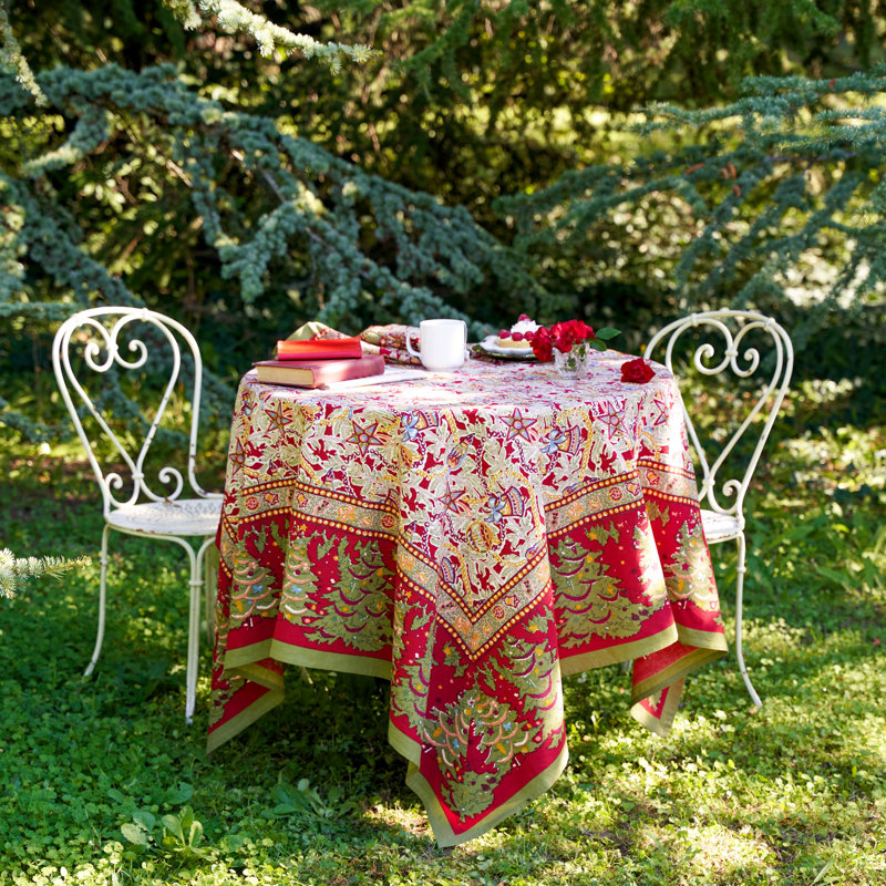 Noel Handmade Floral Tablecloth, 90" x 90"