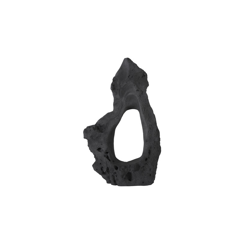 Sculpture pierre blanche colossale, un trou, pierre gris anthracite