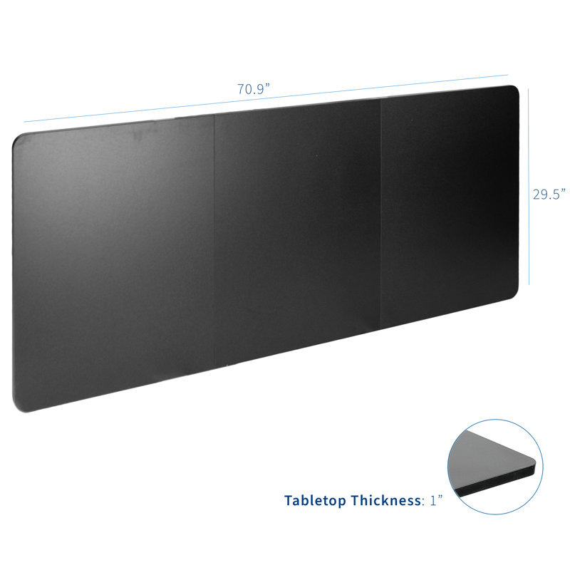 Universal Table Top for Sit to Stand Desk Frames, Black, 3-Piece, 71" x 30"