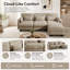 Canapé d'angle 3 places Channell en forme de L, capitonné, avec pouf amovible, style moderne et minimaliste, revêtement en chenille, mousse haute résilience, assise matelassée-1147635620