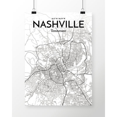 Nashville City Map - No Frame Print