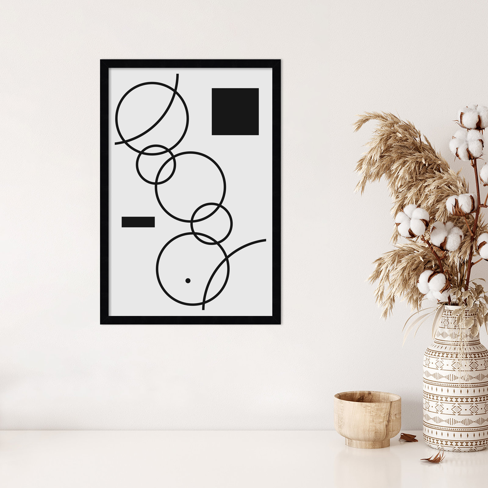 Minimal Shapes No. 1 Print, 25" H x 17" W x 1" D, Black