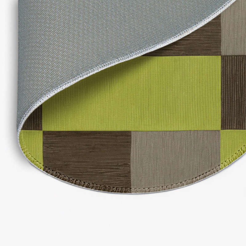 Tapis d'intérieur et d'extérieur à carreaux vert, Rond 5 pi