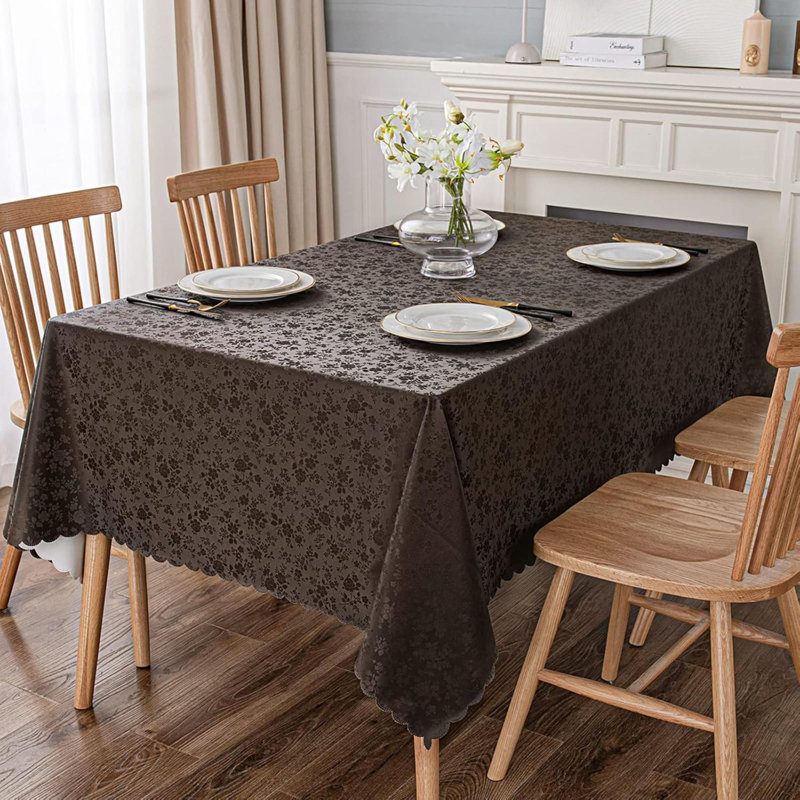 Round Table Cloth, Waterproof Heavy Duty Vinyl Tablecloths, Wipeable Washable Table Cover For Kitchen And Dining Room, Coffee