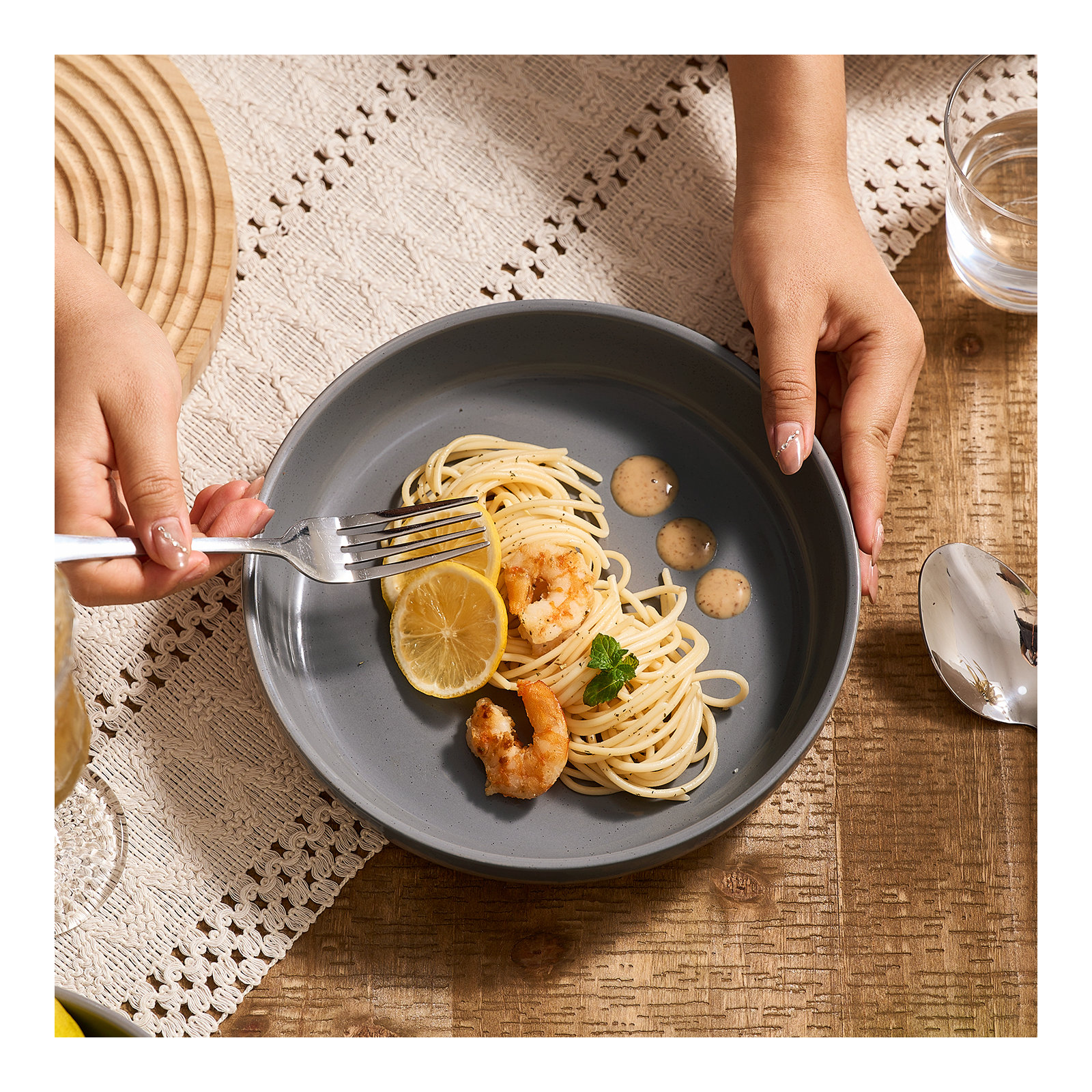 33oz Stoneware Pasta Bowl, Dark Gray