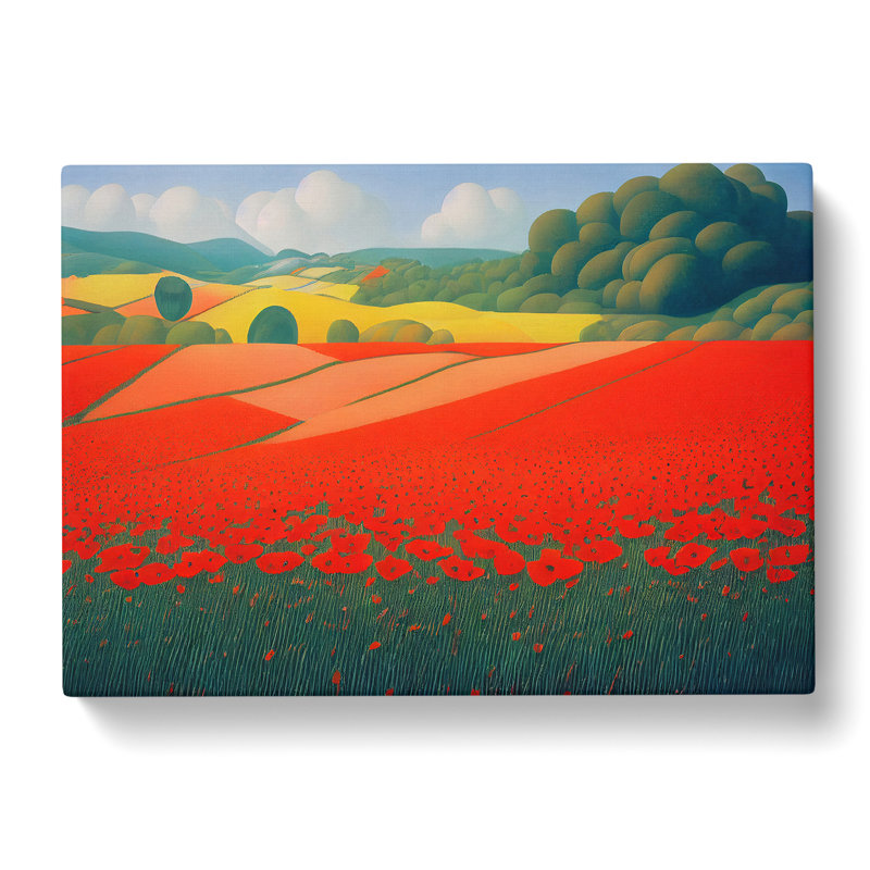 Awesome Poppy Field Flowers - Wrapped Canvas, 50cm H x 76cm W x 3cm D