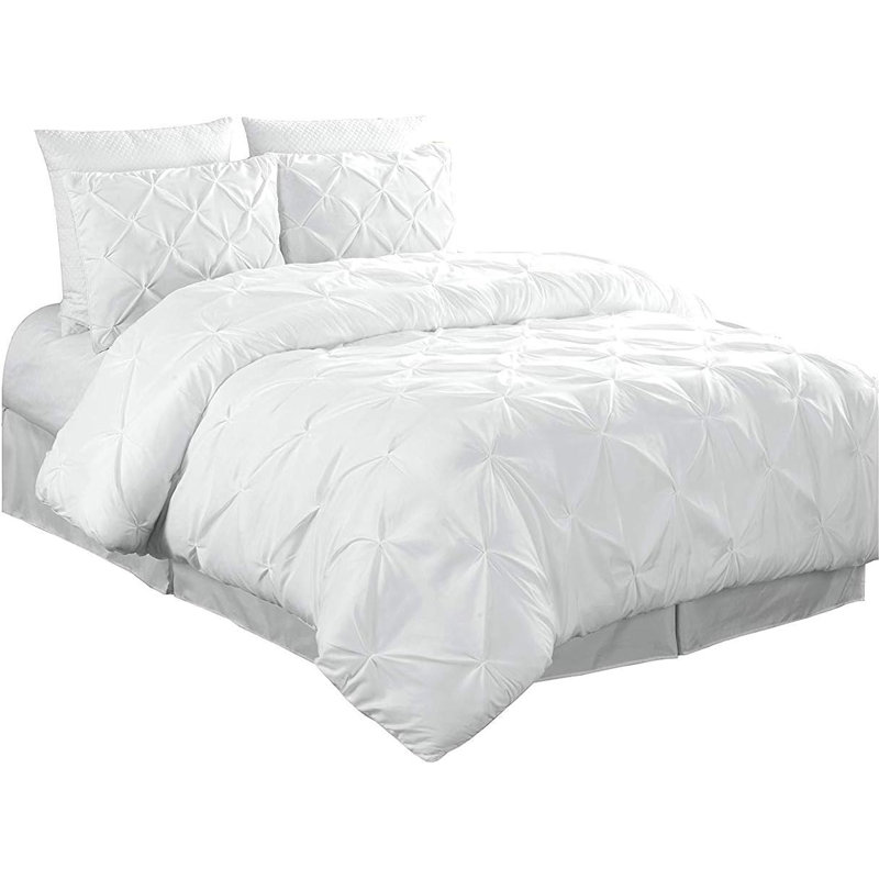 Berlin Pintuck Microfiber 3-Piece Comforter Set, Twin Comforter + 1 Standard Sham, White
