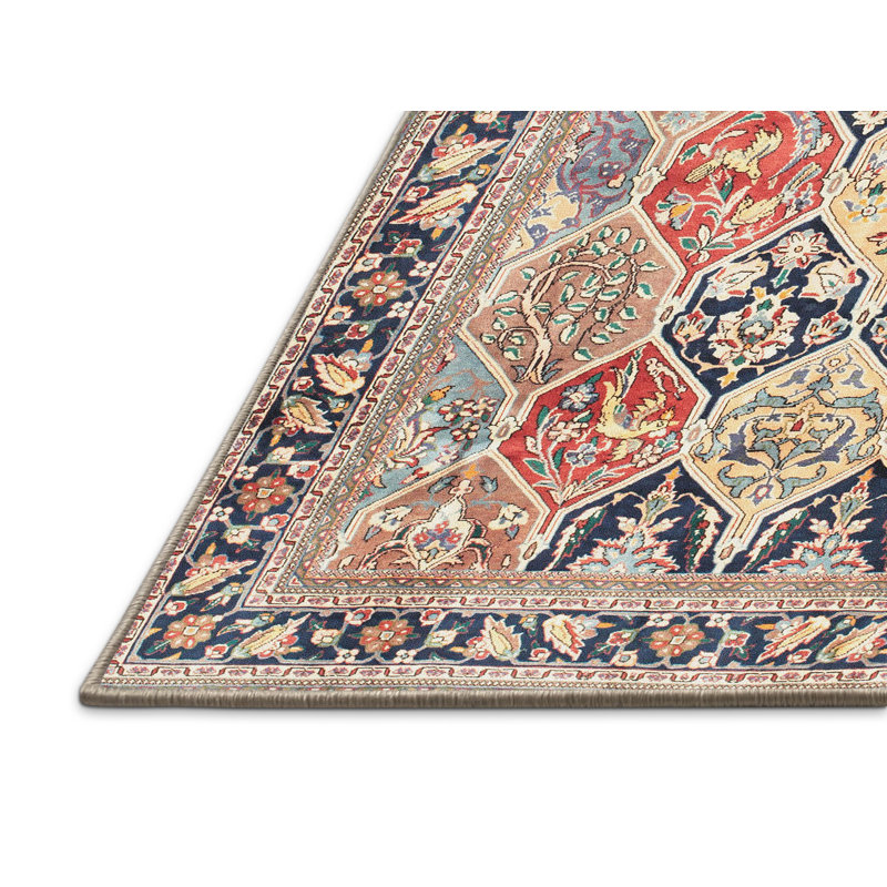 Tapis brun/bleu/orange traditionnel Mediouna, Rectangle 5 pi x 7 pi