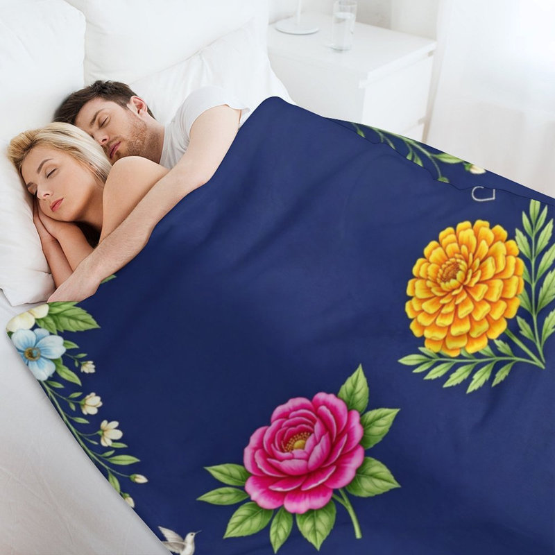 Bordure florale avec jeté en flanelle de luxe, couverture douce et chaude pour le canapé-lit du salon, 50 x 60 po