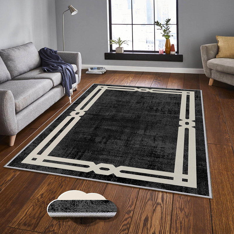 Luxurious Woven Area Rug, 5.9 x 9.2 ft, 100% Polyester, Antibacterial | Non-Slip PVC Felt Dot Underside, 0.3 in Pile Height | Machine Washable, 3D Digital Print, Perfect for Living Room & Bedroom Décor