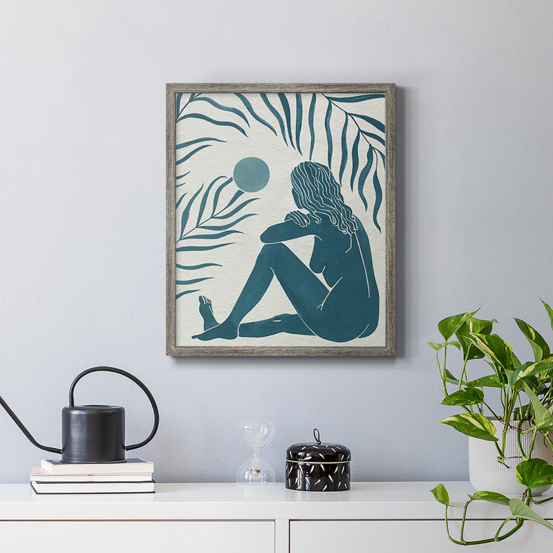 Toile encadrée de qualité supérieure Moon Gazer II - prête à être accrochée, Gris, H 24 po x l 20 po