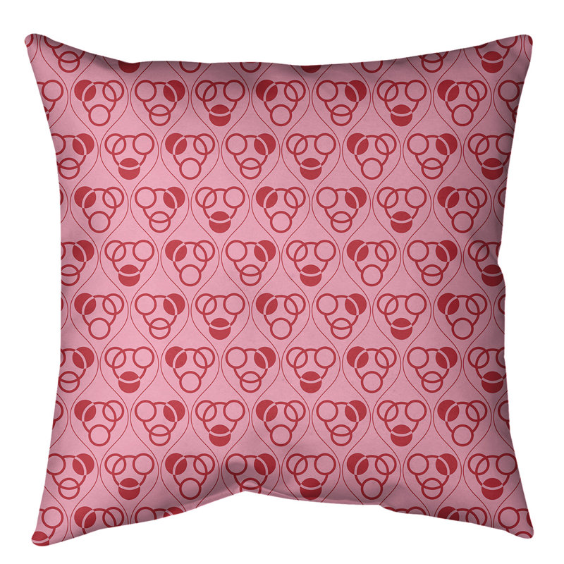 Housse de coussin décoratif en forme de rond à motif Football Team Stripes, 20 po x 20 po, Rose / Rouge