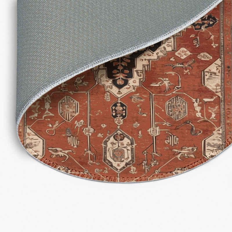 Tapis d'intérieur et d'extérieur brun Persian, Rond 5 pi